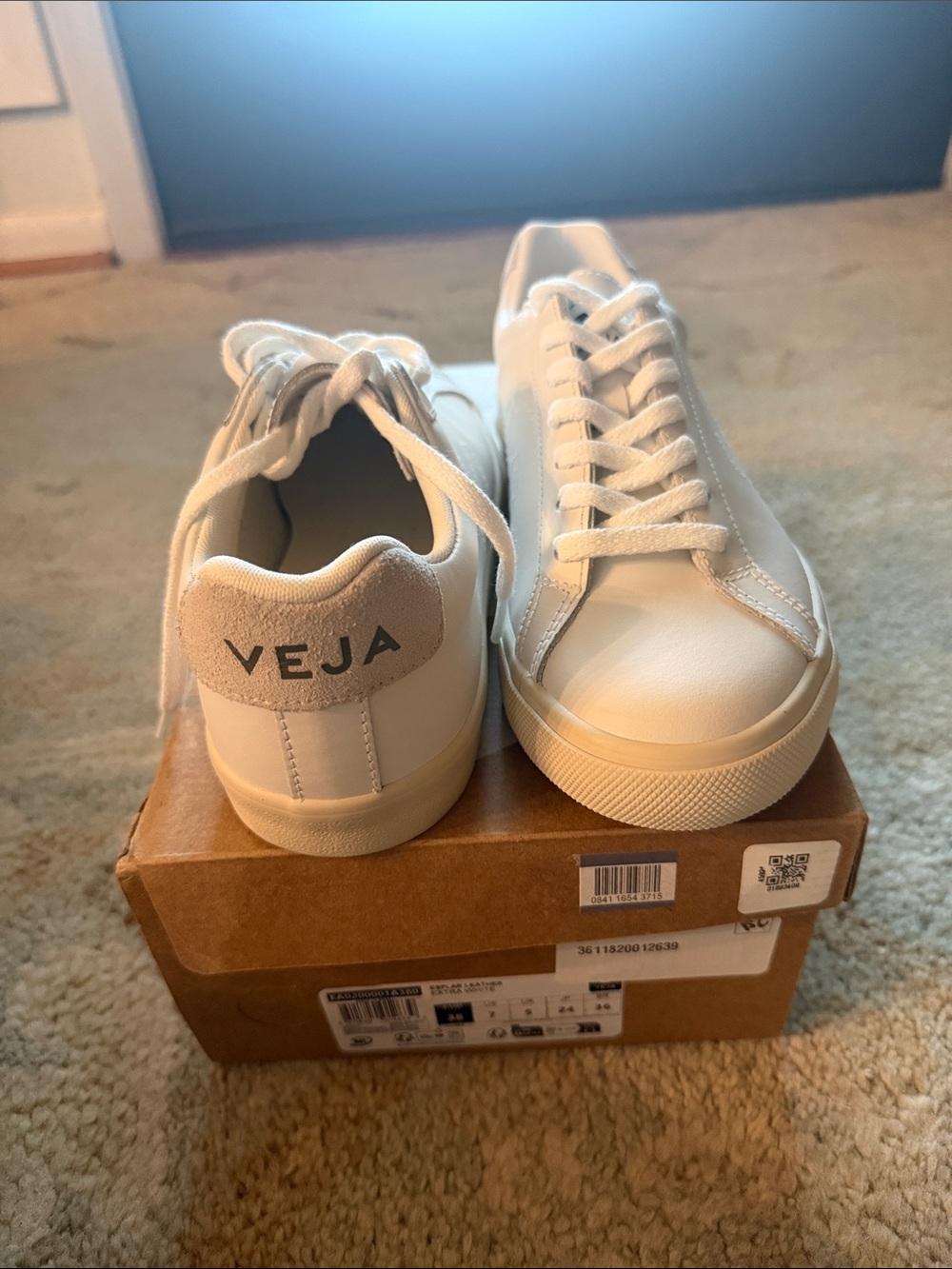 Veja Cream and White Low-Top Sneakers